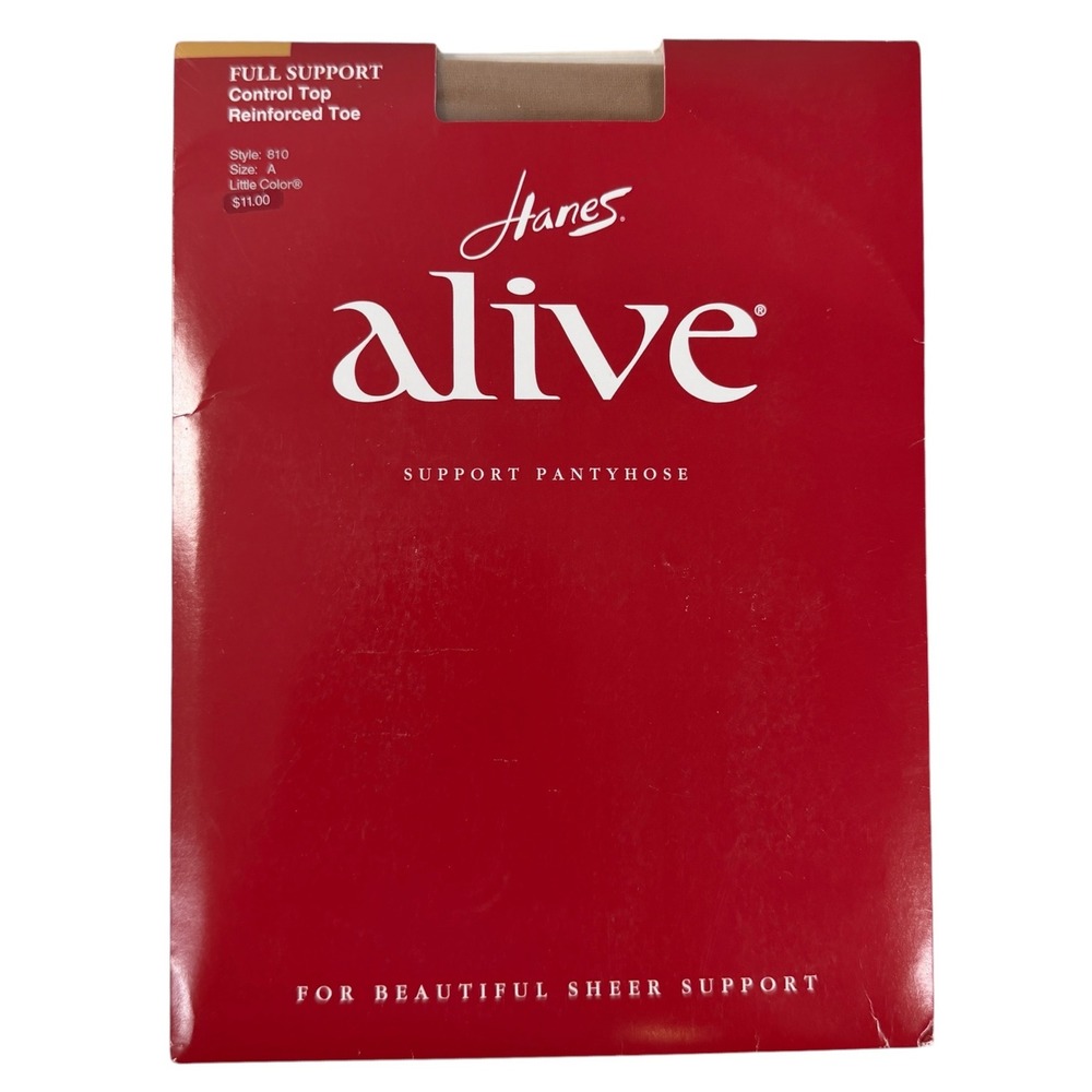VTG Hanes Alive Full Support Pantyhose Control Top 810 Size Little Color Tan